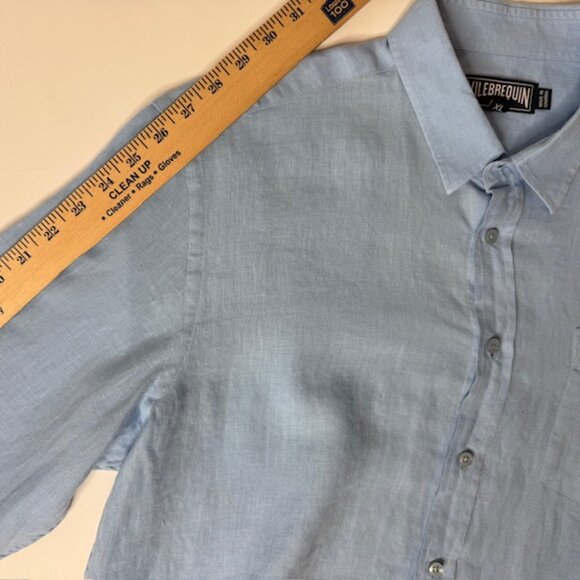 Vilebrequin 100% Linen Men’s Blue Long Sleeve Shirt Size XL Button Up - Picture 7 of 11